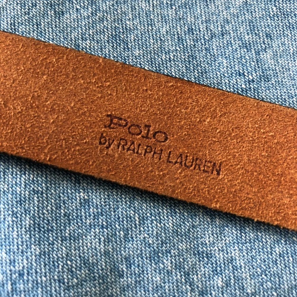 POLO Ralph Lauren Vintage Brass Logo Buckle Belt - Picture 3 of 10